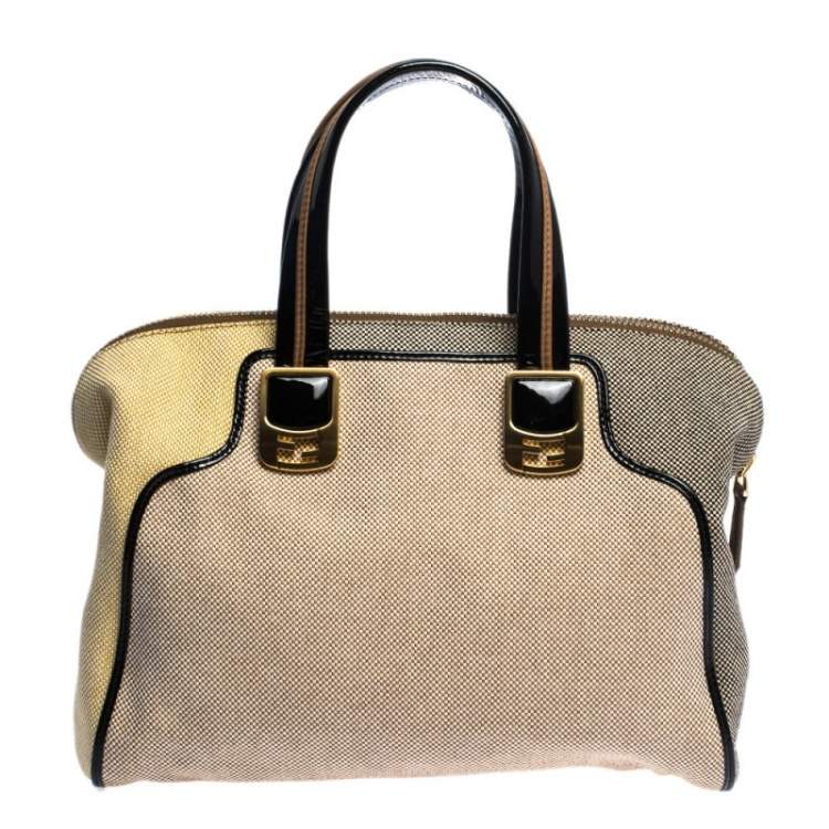 Pre Owned Fendi Multicolor Canvas and Patent Leather Chameleon Satchel 
