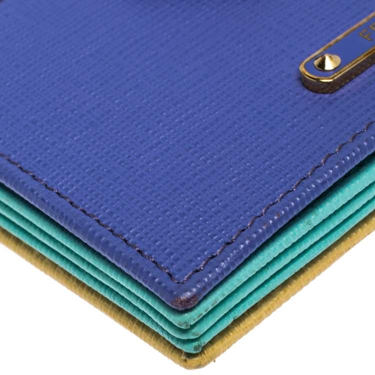 Pre Owned Fendi Multicolor Leather Elite Accordion Card Case