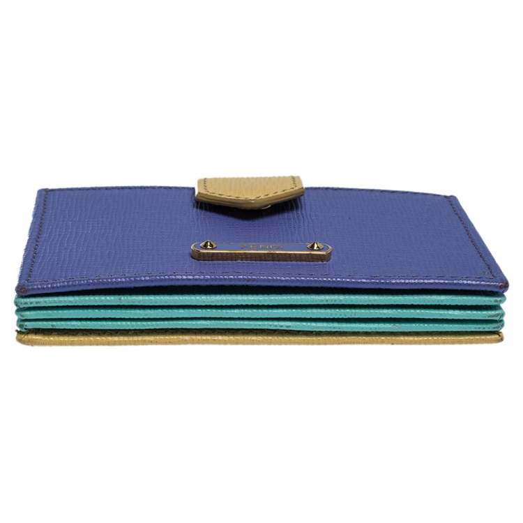 Pre Owned Fendi Multicolor Leather Elite Accordion Card Case