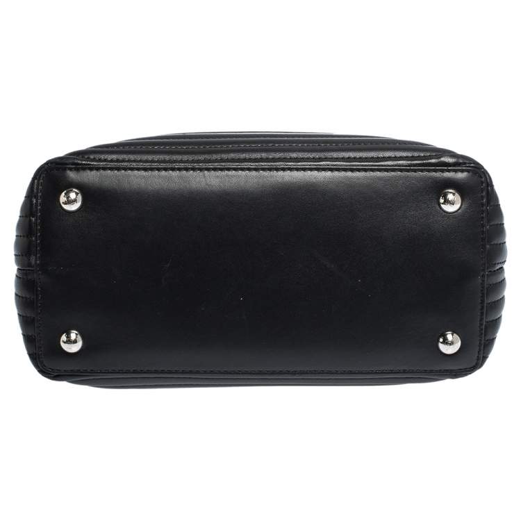 Pre Owned Fendi Black Quilted Leather Dotcom Top Handle Bag