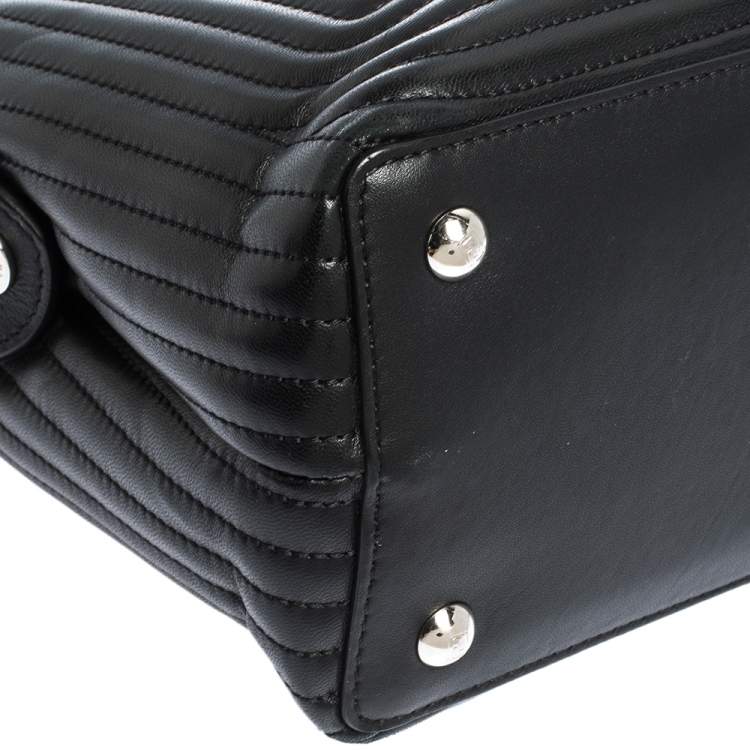 Pre Owned Fendi Black Quilted Leather Dotcom Top Handle Bag