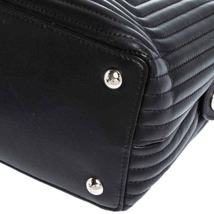 Pre Owned Fendi Black Quilted Leather Dotcom Top Handle Bag