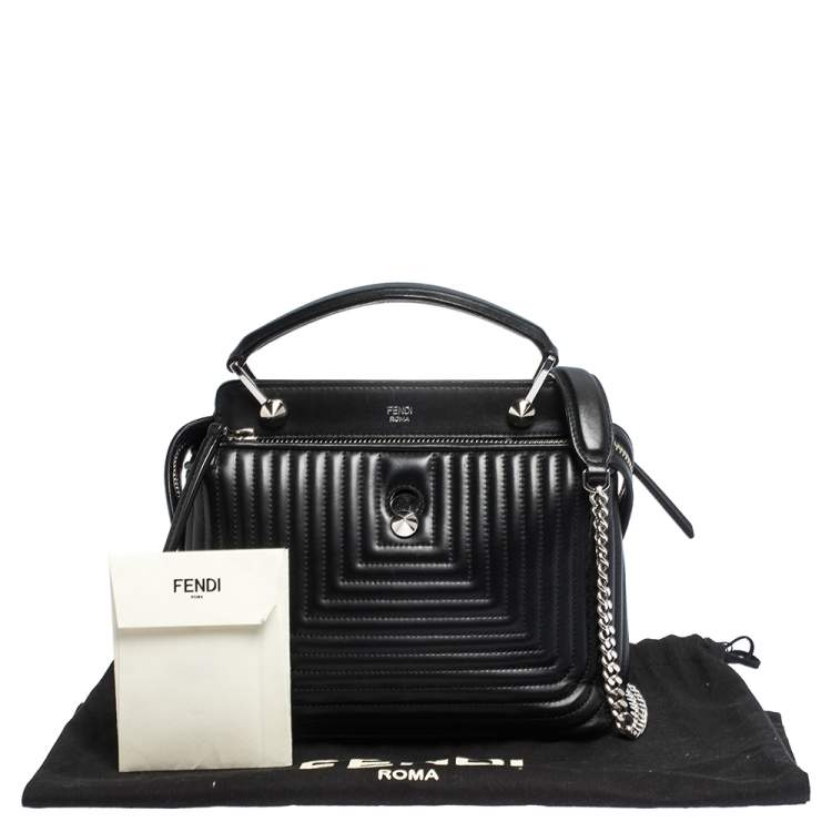 Pre Owned Fendi Black Quilted Leather Dotcom Top Handle Bag