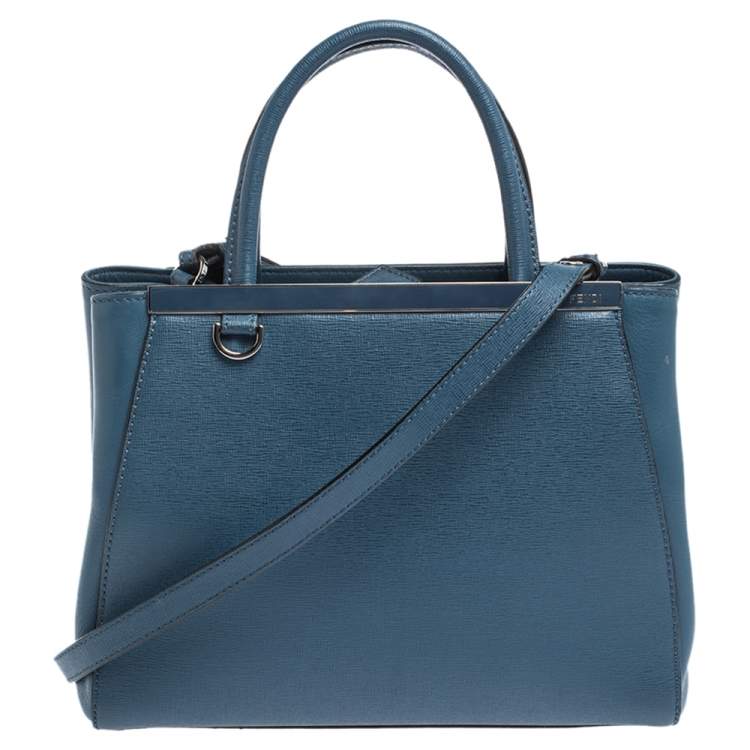 Pre Owned Fendi Blue Leather Mini 2Jours Tote 