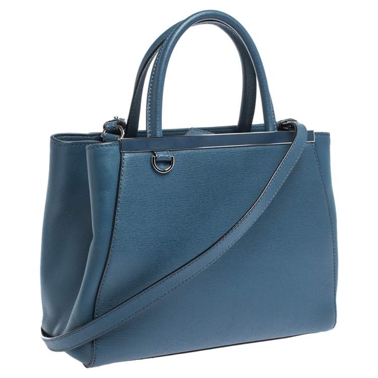 Pre Owned Fendi Blue Leather Mini 2Jours Tote 