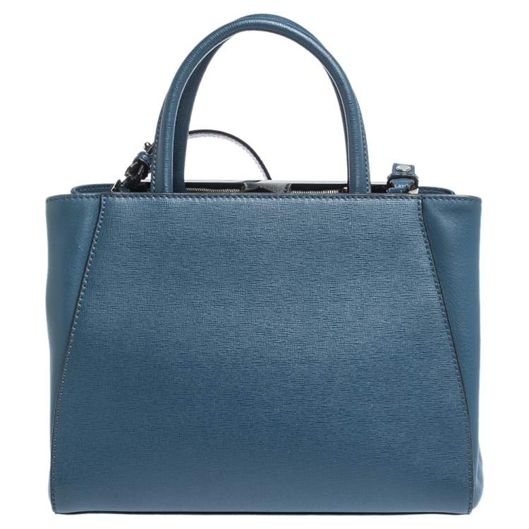 Pre Owned Fendi Blue Leather Mini 2Jours Tote 