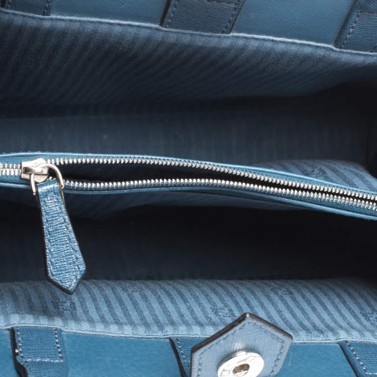 Pre Owned Fendi Blue Leather Mini 2Jours Tote 