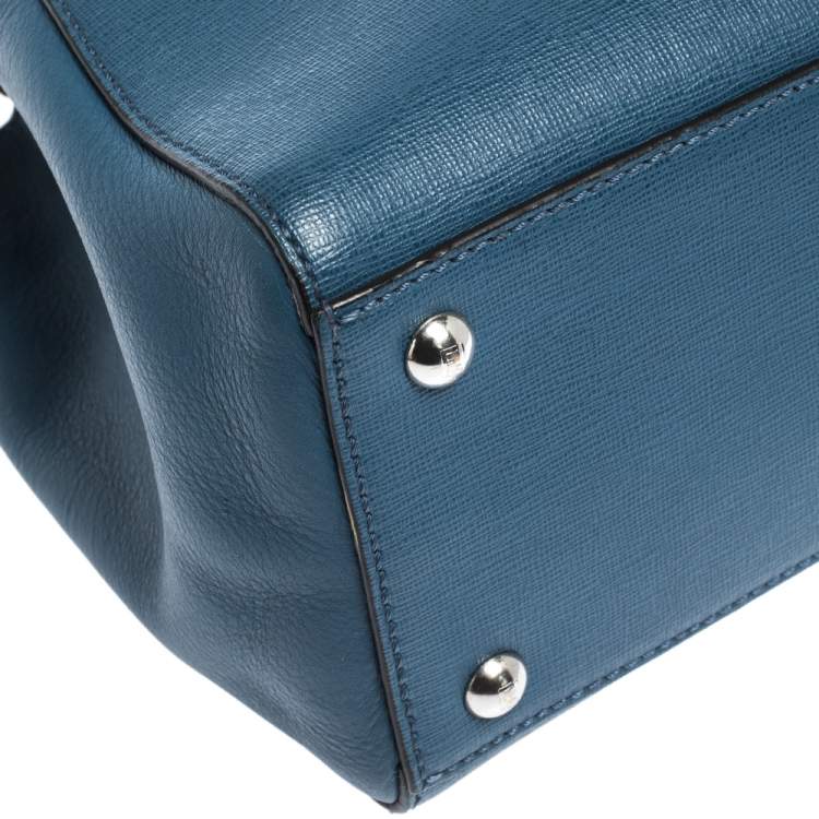 Pre Owned Fendi Blue Leather Mini 2Jours Tote 