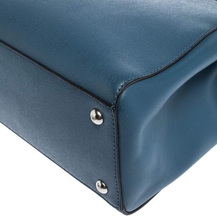 Pre Owned Fendi Blue Leather Mini 2Jours Tote 