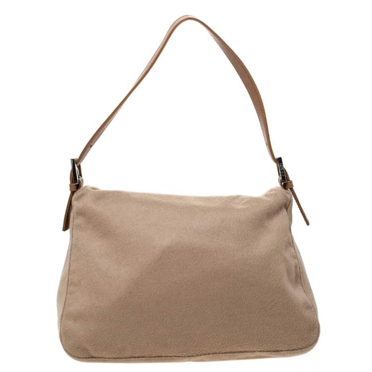 Pre Owned Fendi Beige/Brown Wool Mama Forever Shoulder Bag