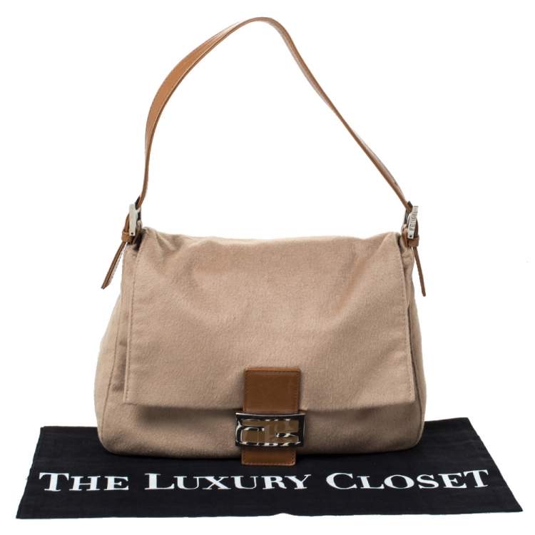 Pre Owned Fendi Beige/Brown Wool Mama Forever Shoulder Bag