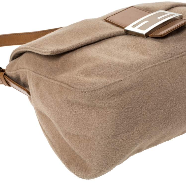 Pre Owned Fendi Beige/Brown Wool Mama Forever Shoulder Bag