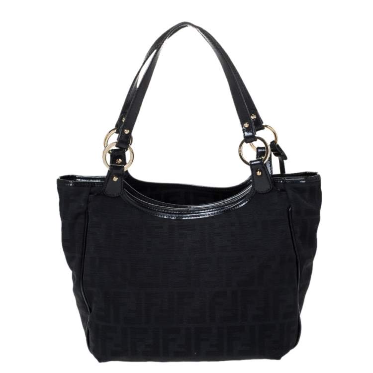 Pre Owned Fendi Black  Zucca Canvas Chef Shopper Tote