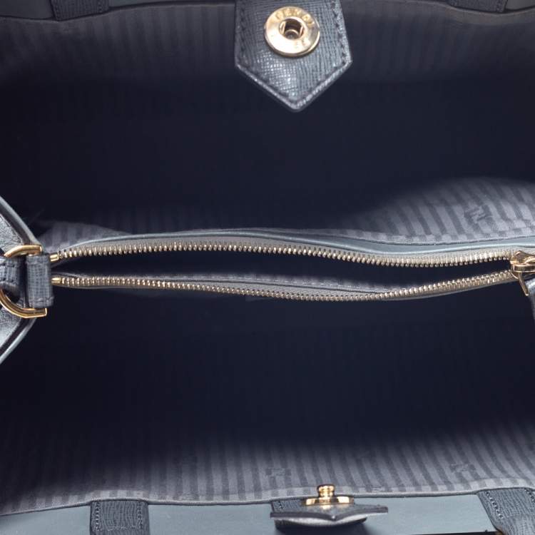 Pre Owned Fendi Grey Saffiano Leather Small 2Jours Tote