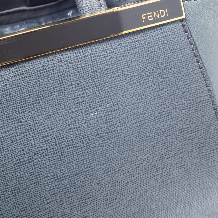 Pre Owned Fendi Grey Saffiano Leather Small 2Jours Tote