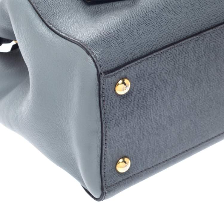 Pre Owned Fendi Grey Saffiano Leather Small 2Jours Tote