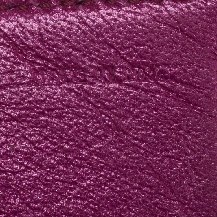 Pre Owned Fendi Magenta Leather Logo Flap Continental Wallet