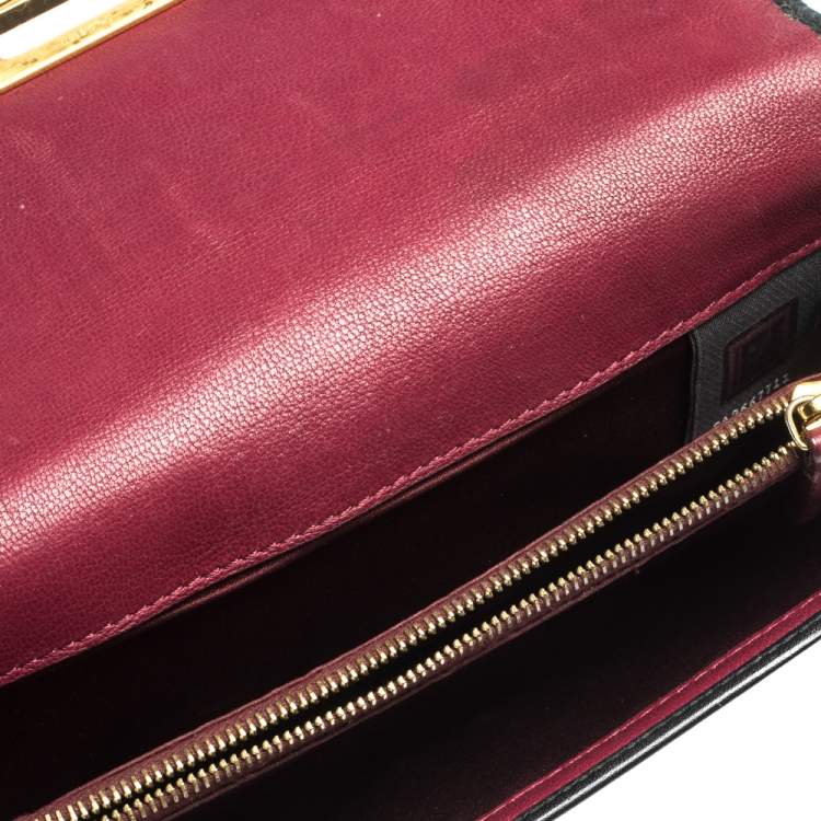 Pre Owned Fendi Black Leather Peekaboo Continental Wallet