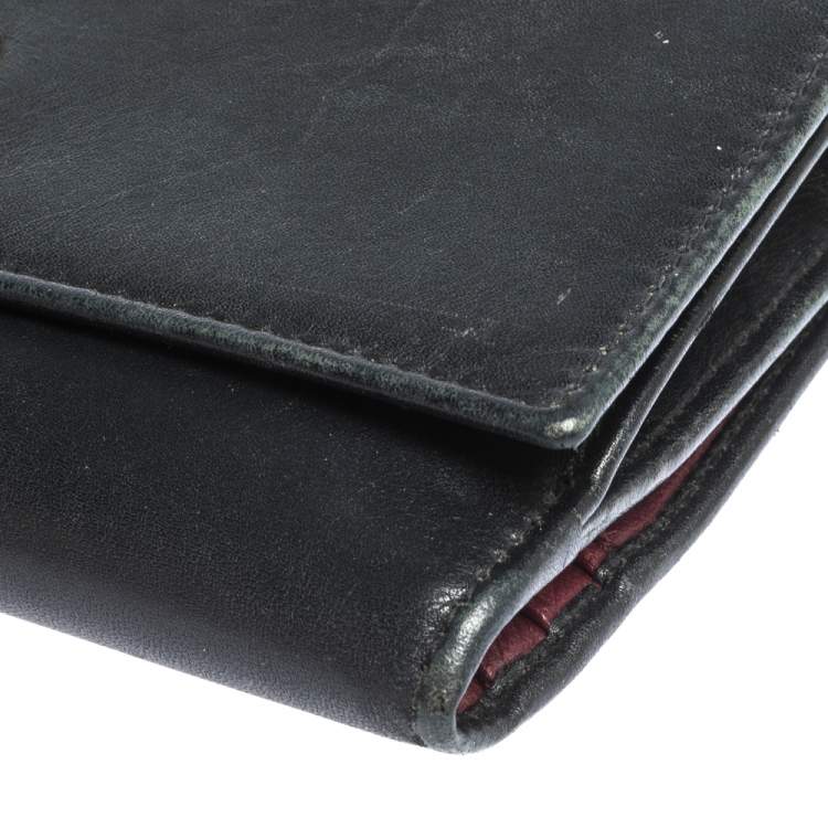 Pre Owned Fendi Black Leather Peekaboo Continental Wallet