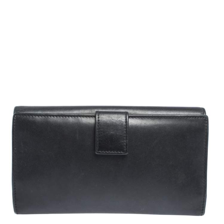 Pre Owned Fendi Black Leather Peekaboo Continental Wallet