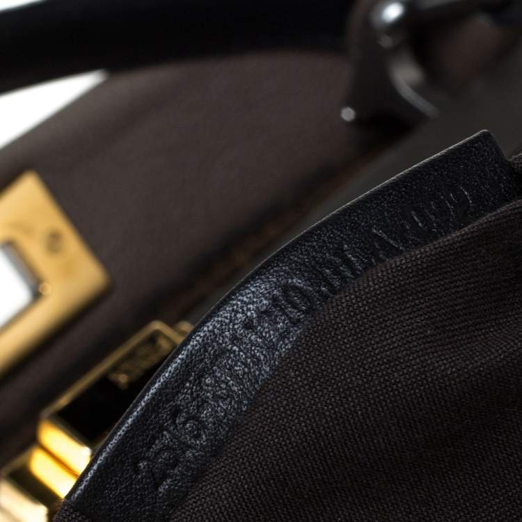 Pre Owned Fendi Grey Leather Large Peekaboo Top Handle Bag