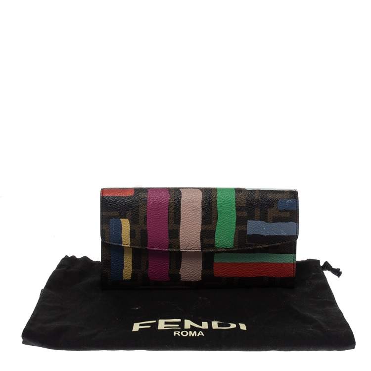 Pre Owned Fendi Multicolor Zucca Coated Canvas Wallet