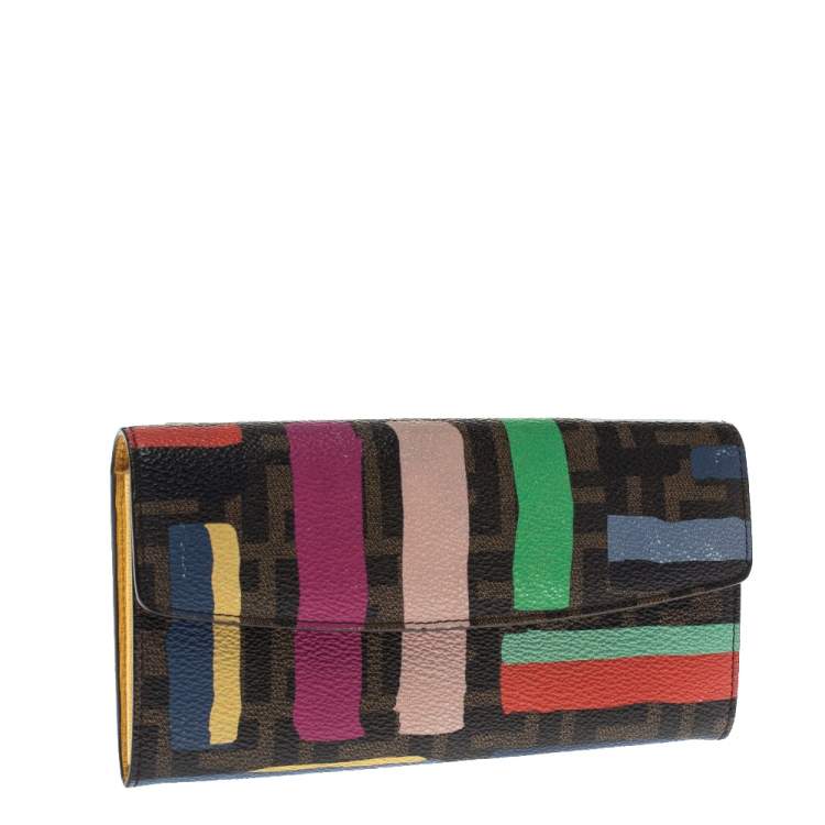 Pre Owned Fendi Multicolor Zucca Coated Canvas Wallet