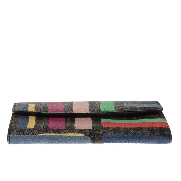 Pre Owned Fendi Multicolor Zucca Coated Canvas Wallet