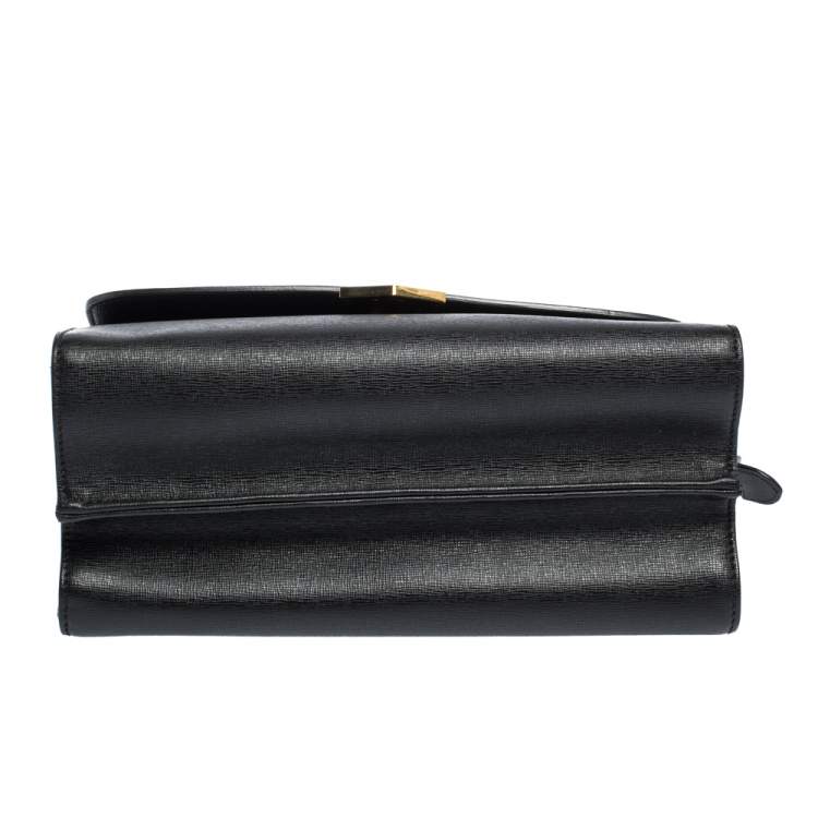 Pre Owned Fendi Black Textured Leather Small Demi Jour Top Handle Bag