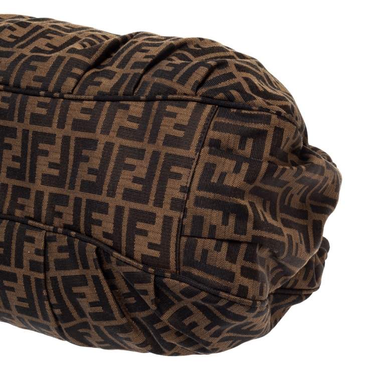 Pre Owned Fendi Tobacco Zucca Canvas Large Mia Shoulder Bag