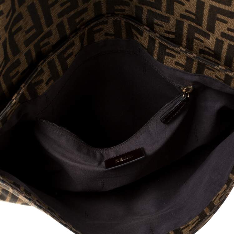مملوكة مسبقًا Fendi Tobacco Zucca Canvas and Patent Leather Mia Flap Bag