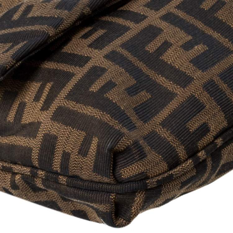 مملوكة مسبقًا Fendi Tobacco Zucca Canvas and Patent Leather Mia Flap Bag