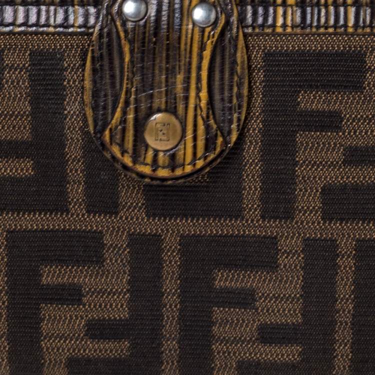 Pre Owned Fendi Tobacco Zucca Canvas and Leather Continental Wallet 