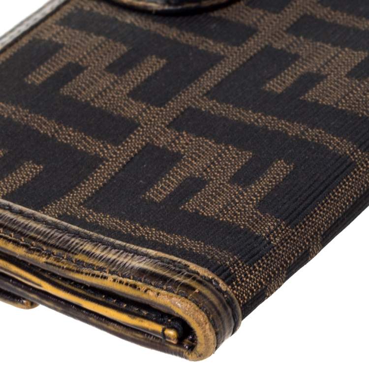 Pre Owned Fendi Tobacco Zucca Canvas and Leather Continental Wallet 