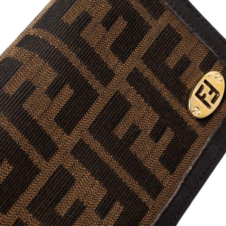 Pre Owned Fendi Tobacco Zucca Canvas and Leather Continental Flap Wallet
