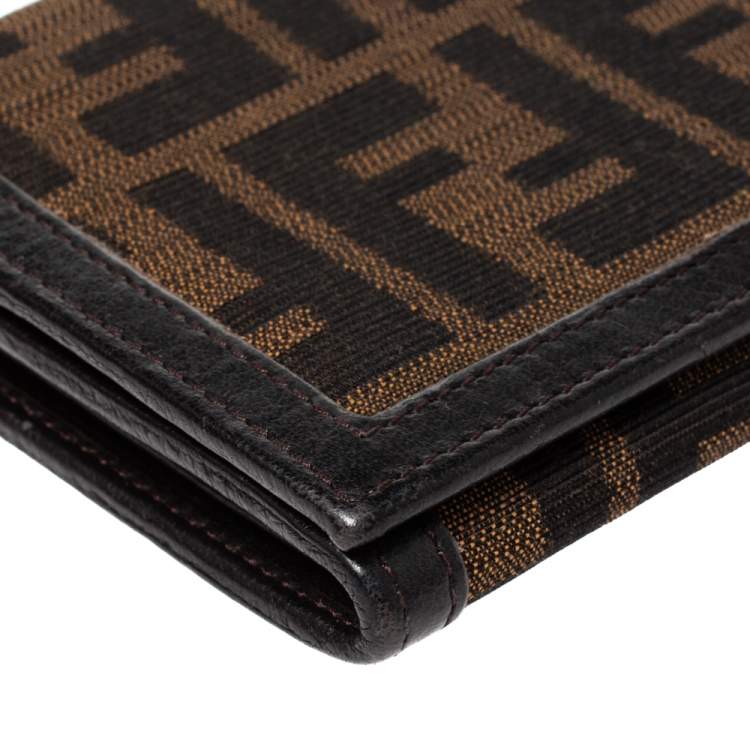 Pre Owned Fendi Tobacco Zucca Canvas and Leather Continental Flap Wallet