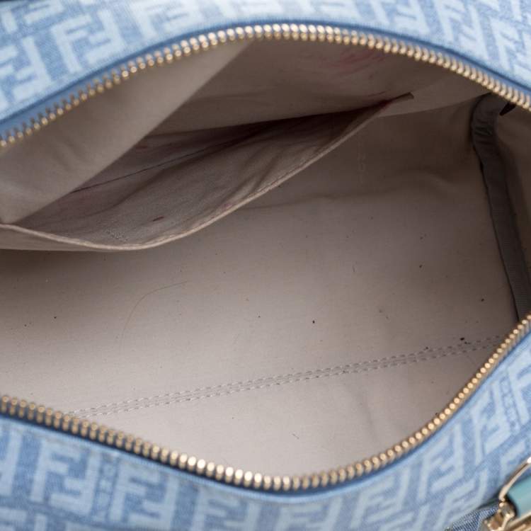 Pre Owned Fendi Multicolor Zucchino Coated Canvas and Patent Leather Forever Bauletto Boston Bag