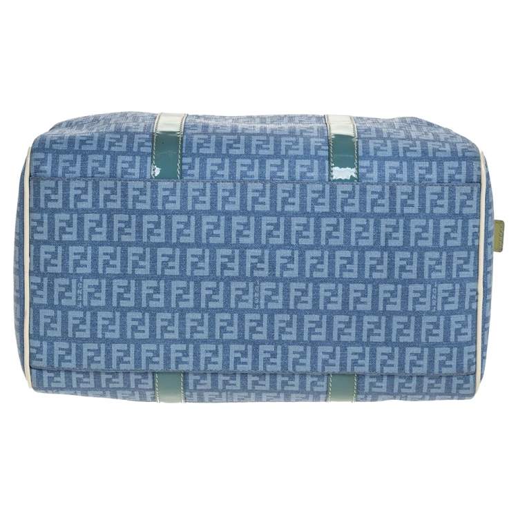 Pre Owned Fendi Multicolor Zucchino Coated Canvas and Patent Leather Forever Bauletto Boston Bag