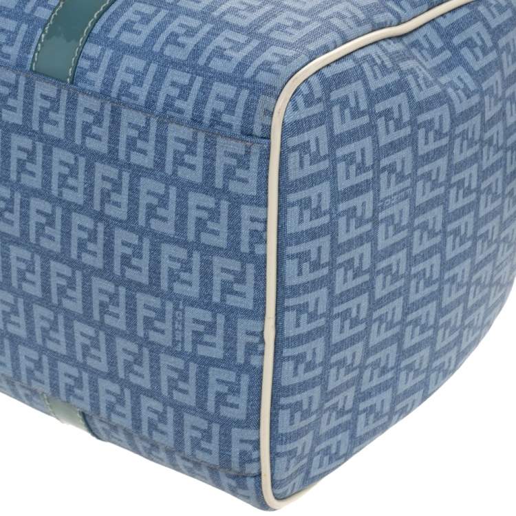 Pre Owned Fendi Multicolor Zucchino Coated Canvas and Patent Leather Forever Bauletto Boston Bag