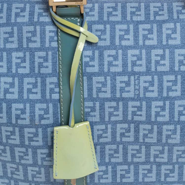 Pre Owned Fendi Multicolor Zucchino Coated Canvas and Patent Leather Forever Bauletto Boston Bag