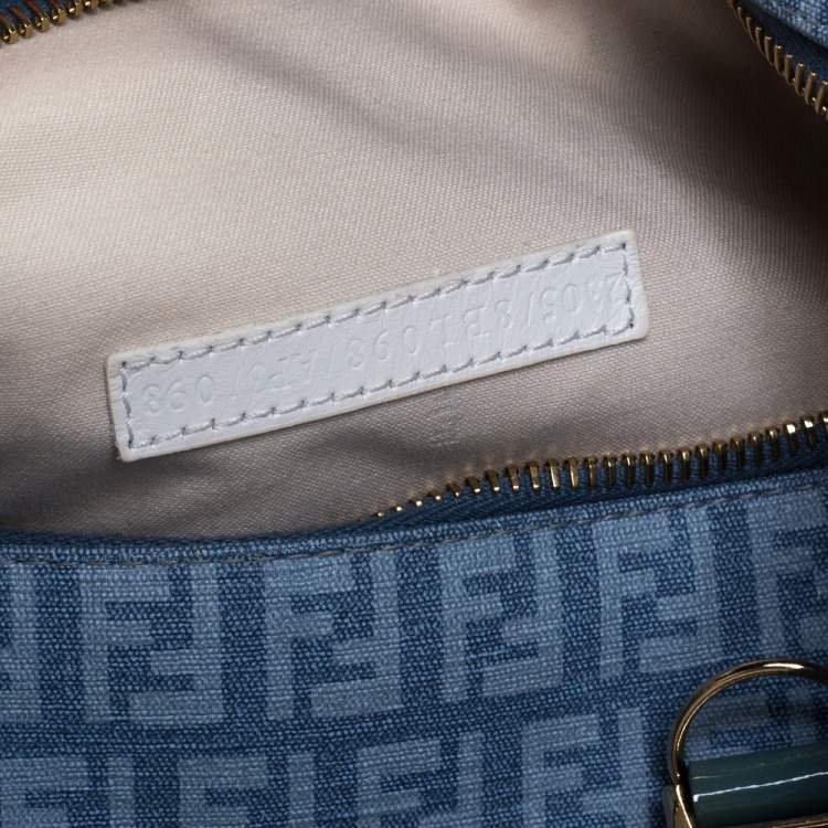 Pre Owned Fendi Multicolor Zucchino Coated Canvas and Patent Leather Forever Bauletto Boston Bag