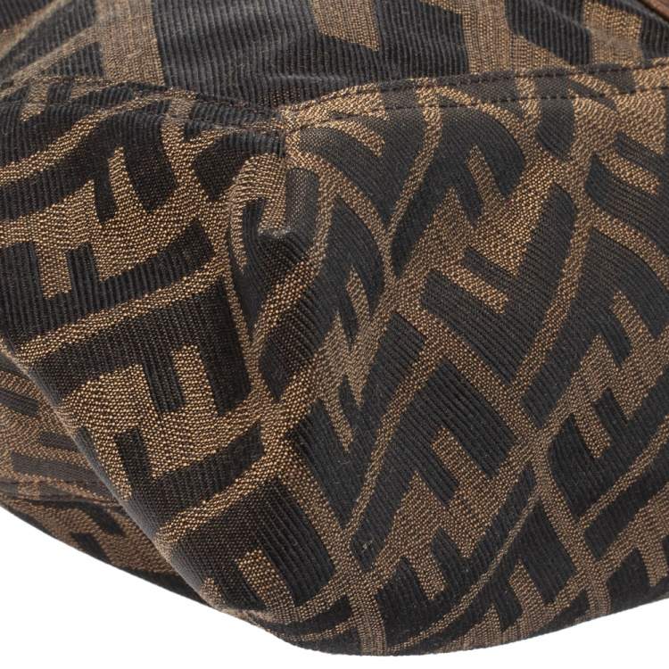 Pre Owned Fendi Tobacco Zucca Canvas and Leather Maxi Baguette Flap Shoulder Bag