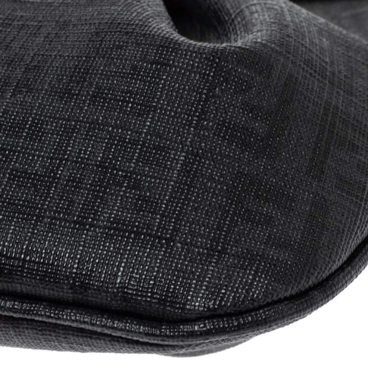 Pre Owned Fendi Black Zucchino Coated Canvas Baguette Chain Bag