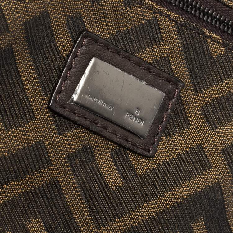 Pre Owned Fendi Tobacco Zucca Canvas and Patent Leather Raddica Boston Bag