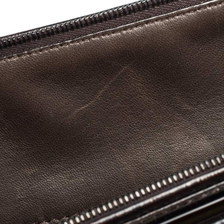Pre Owned Fendi Tobacco Zucca Canvas and Patent Leather Raddica Boston Bag