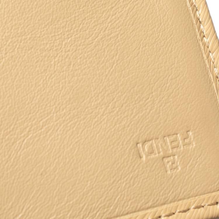 Pre Owned Fendi Beige Patent Leather Logo Flap Continental Wallet