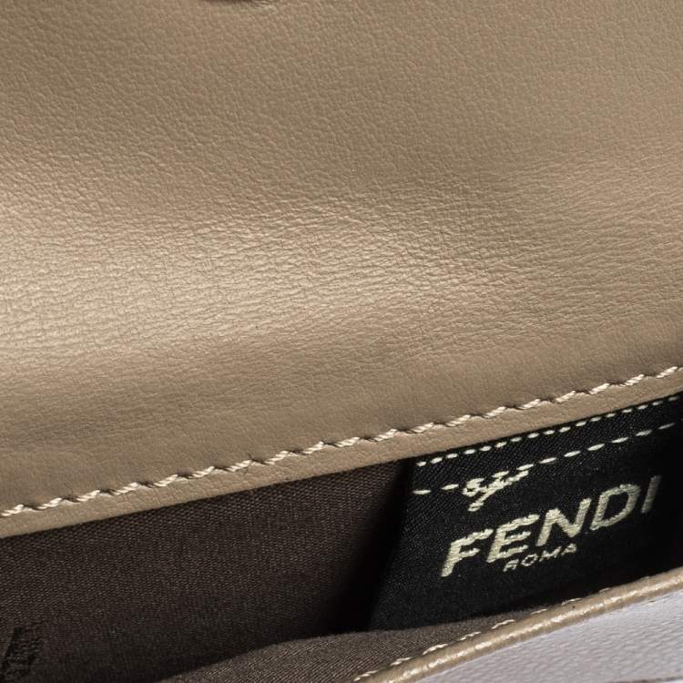 Pre Owned Fendi Beige Leather Micro Trifold Compact Wallet