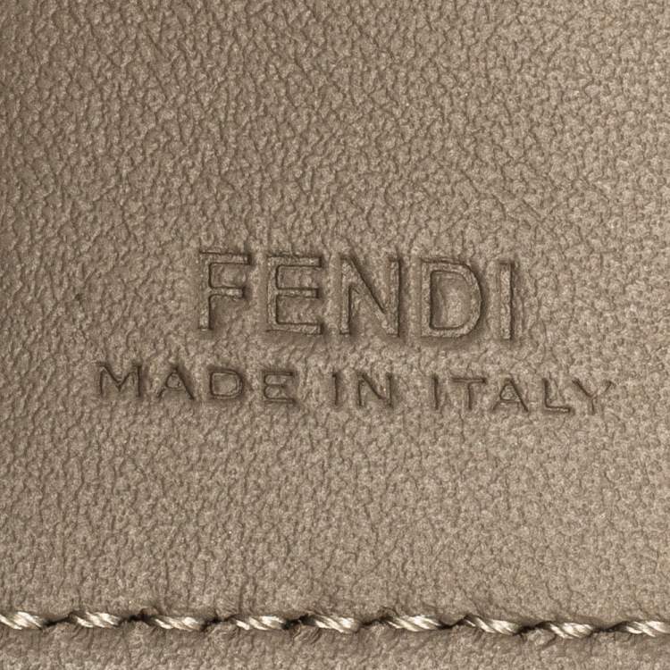 Pre Owned Fendi Beige Leather Micro Trifold Compact Wallet
