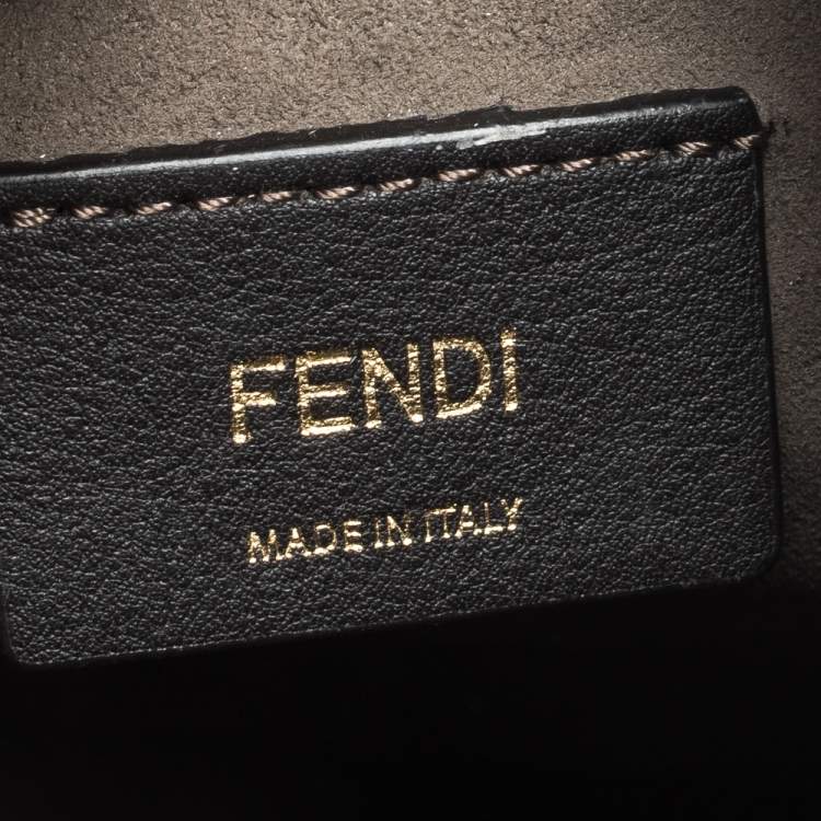 Pre Owned Fendi Brown/Black Zucca Leather Mini Mon Tresor Drawstring Bucket Bag