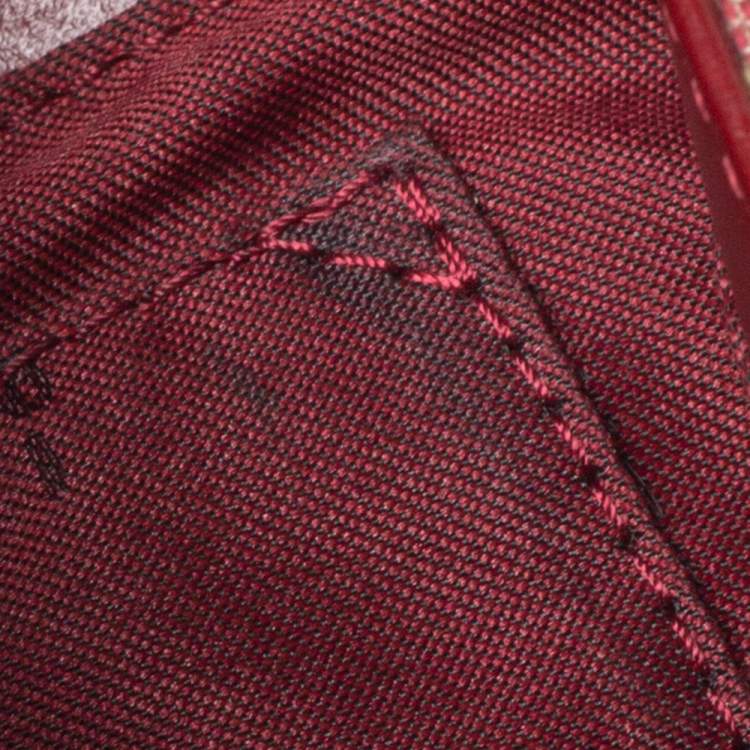 Pre Owned Fendi Red/Beige Canvas and Leather Pochette Bag